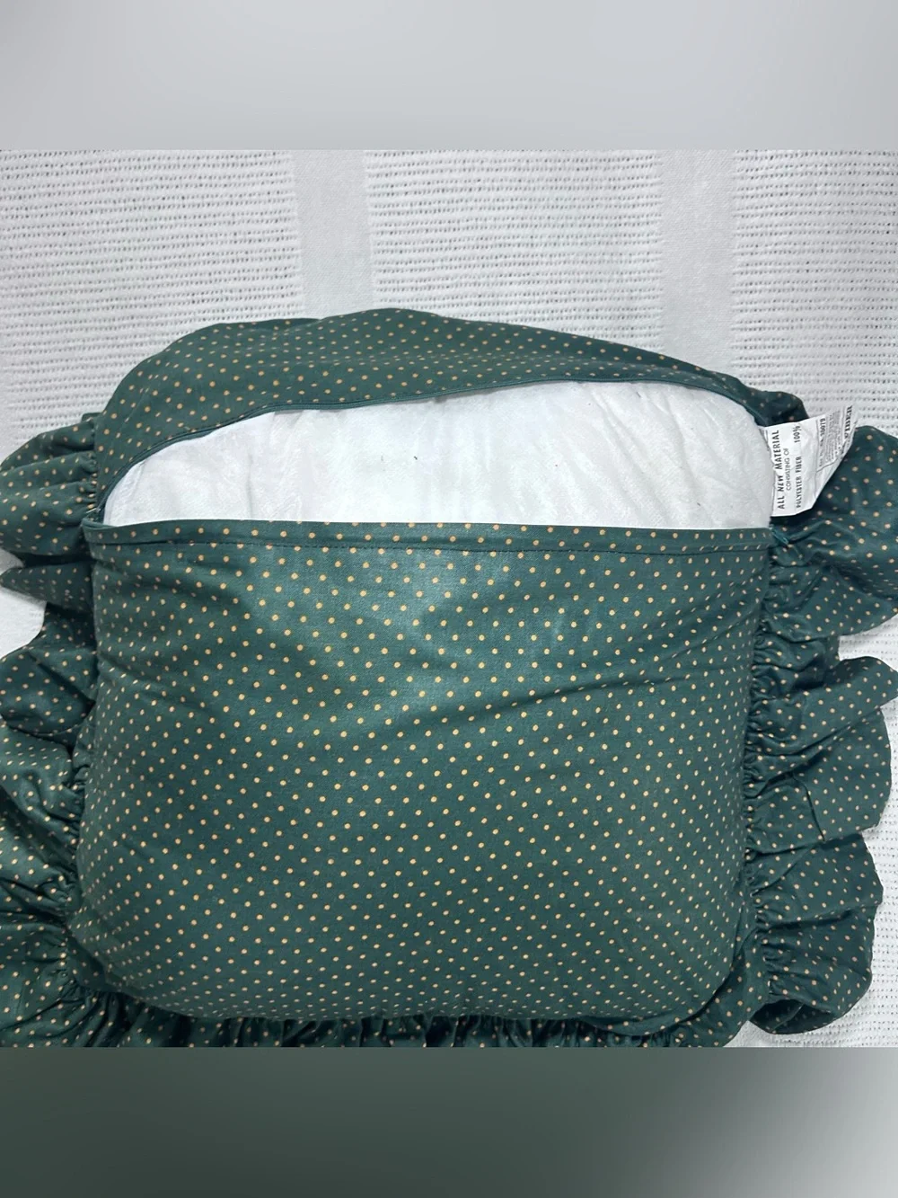 Mom’s Favorite Rose Green Polka Dot Handmade Double Sided Ruffle Throw Pillow